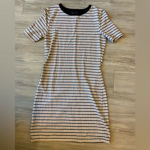 Topshop stretch jersey striped shift dress - size 8